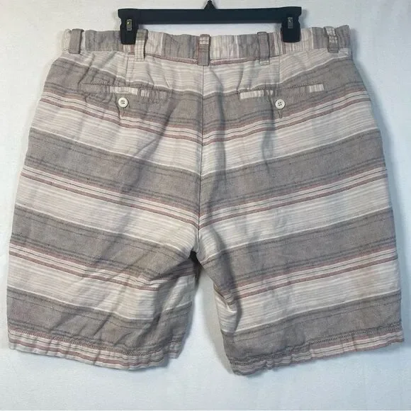 St John's Bay Linen Blend Striped Shorts Size 38 - Picture 2 of 11